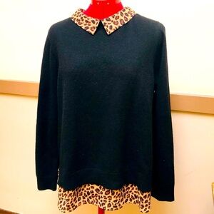Cashmere sweater-leopard tail & collar